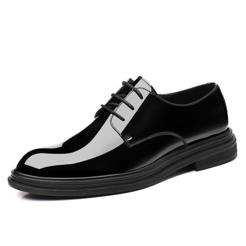 Leather shoes men's Korean version patent leather heightening 8CM business leather shoes glossy tip heightening 6CM formal men's shoes