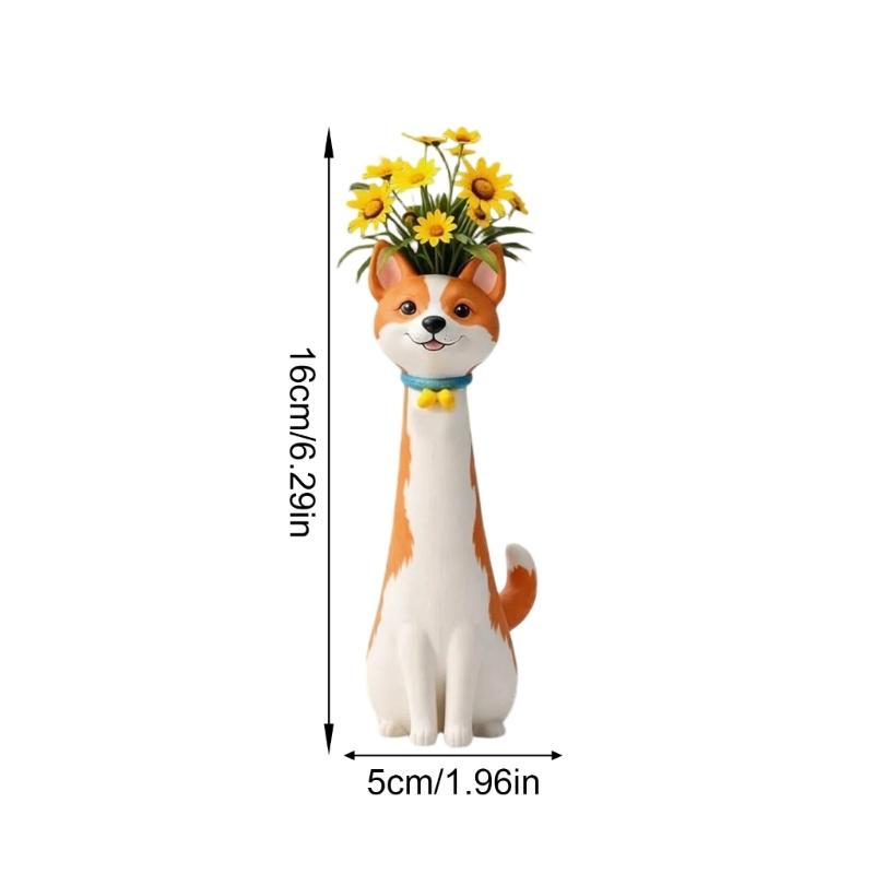 Wacky Dog Vases Funny Flower Vases,Decorative Vases Resin Puppy Sculpture Ornament for Home Decors Housewarmings Gift