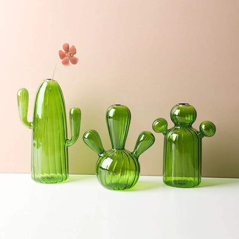 Colourful Glass Vase, Desktop Decorative Item, Cactus Vase, Plant Hydroponic Flower Pot, Living Room and Bedroom Decorative Item