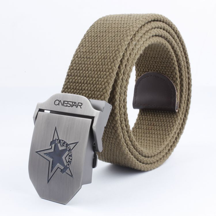 Black Five-Star Canvas Belt Headhunting Black Eagle Men's Automatic Buckle Belt Woven Leisure Good Supply