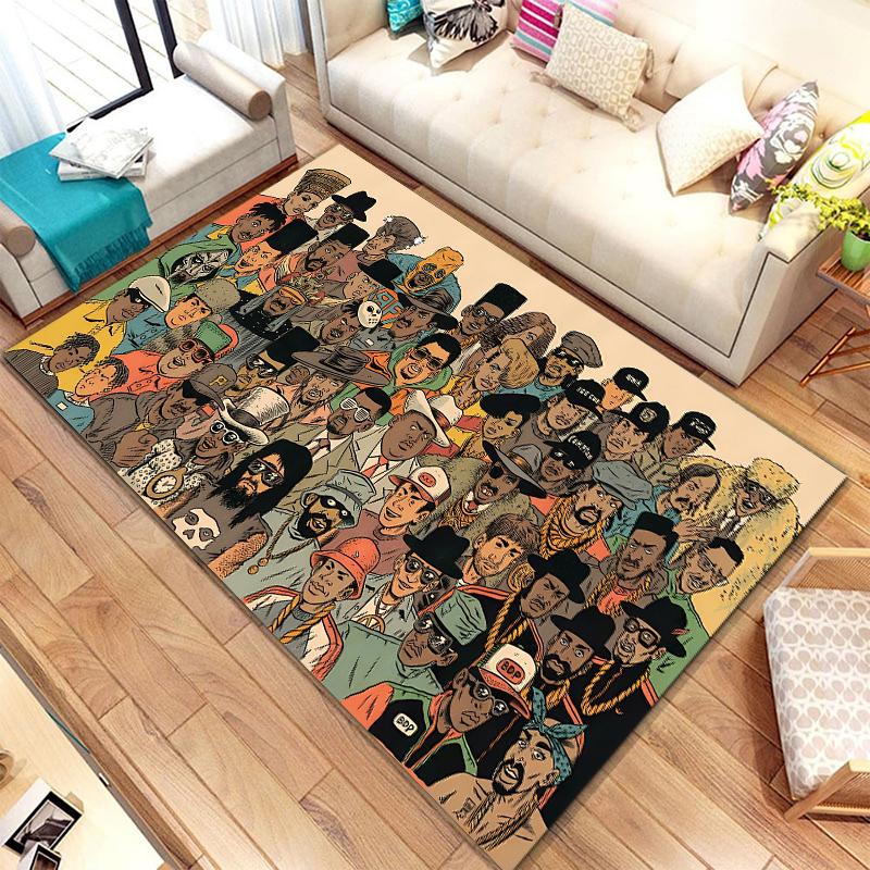 

Hip-hop Star Printed Carpet for Living Room Rugs Camping Stranger Things Picnic Mats Anti-Slip E-sports Rug Yoga Mat Fans Gift