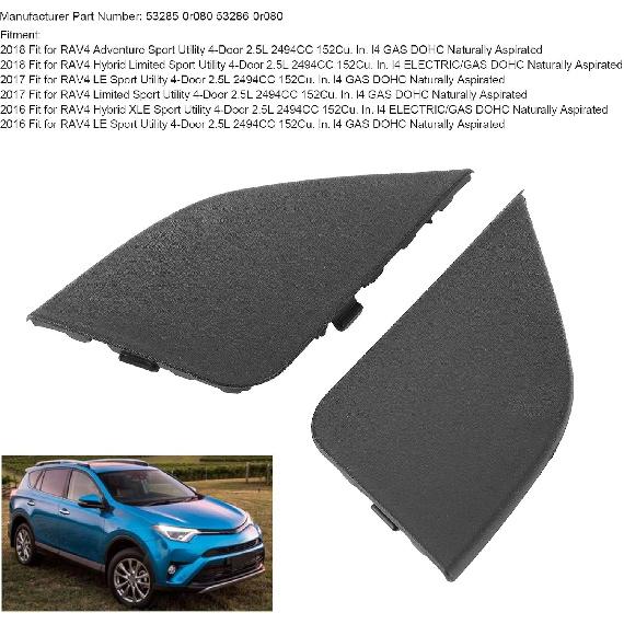 Akozon Pair of Front Bumper Tow Hook Eye Cover 53285‑0r080 Replacement Fit for 2016‑2018