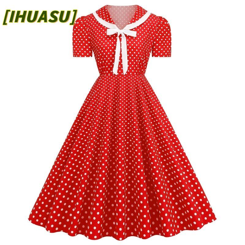 IHUASU Fashion Summer Spring Short Sleeve V-Neck Casual Dresses