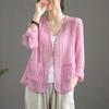 Maglia con Protezione Solare Donna Estate Scollo a V Larga Giacca Corta Cardigan Sottile Seta di Ghiaccio Protezione Solare Camicia per Aria Condizionata