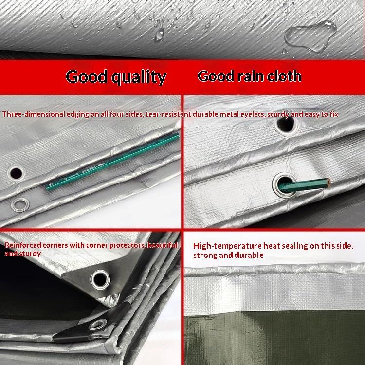 Double Silver Sun Shade Cloth Waterproof UV Protection Tarpaulin High Density Heat Resistant Sunscreen Tarp with Grommets