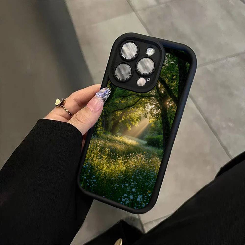 Forest Beach Sunrise Mountains Nature Phone Case For iPhone 11 12 13 14 15 16 17 Pro Max Shockproof Soft TPU Back Cover