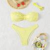Huludao 2024 Bandeau Push-Up Bikini - European & American Style, Solid Color, Sexy Women's Swimsuit
