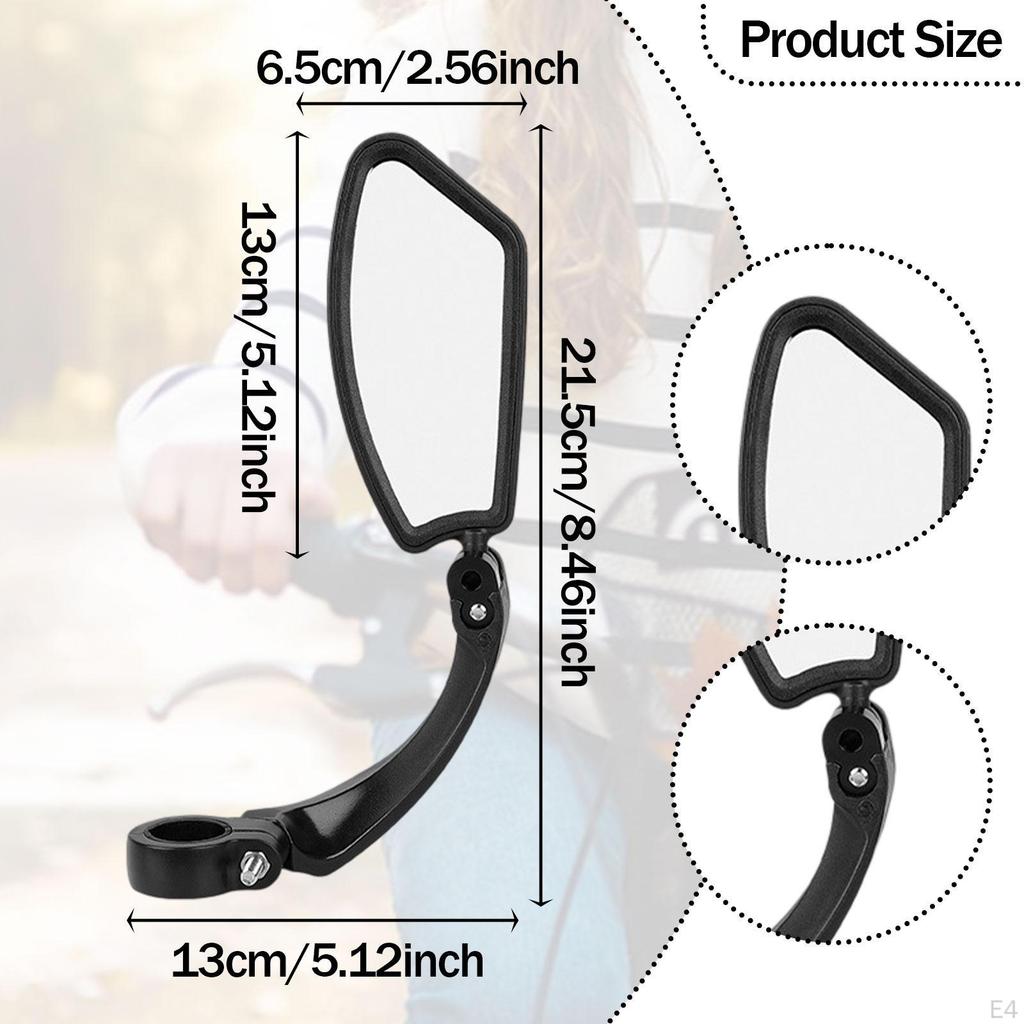 Bicycle Mirror Rear View Wide Angle Stainless Steel Rotatable for Handlebars