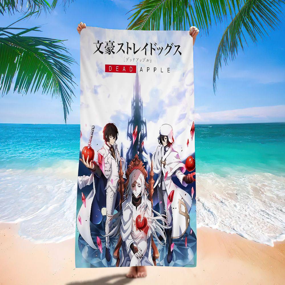 Cute Anime Bungo Stray Dogs Microfiber Blanket Quick Drying Beach Towels Oversized Printing Super Absorbent Pool Towel Blanket