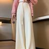 2025 Women's High-Waisted Slimming Wide-Leg Knitted Pants - Autumn/Winter Style, Loose Fit, Straight-Leg Design