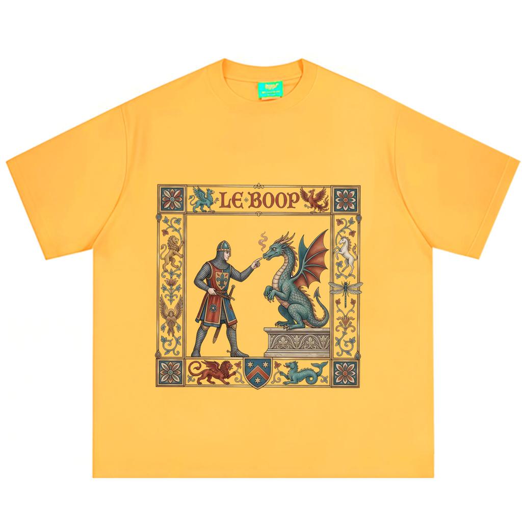Le Boop Medieval Knight Dragon Funny Vintage Print TShirt Unisex Unisex Casual Loose Tshirts Summer Cotton fashion Tshirts tops