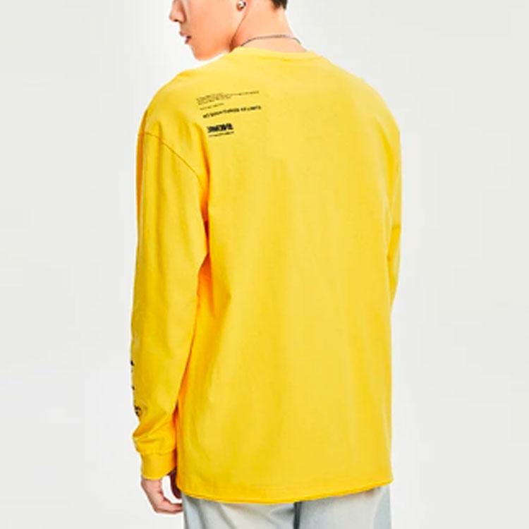 Li Ning Skateboard Series Printed Loose Round Neck Casual Sweatshirt Men sweatshirt Yellow AHSR033-4
