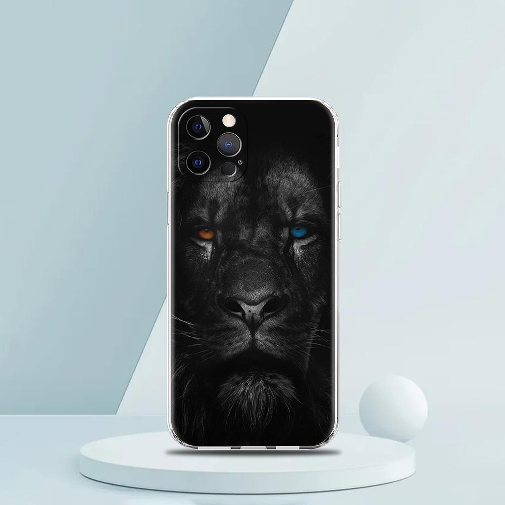 Animal Lion Wolf Tiger Case for iPhone 16 15 14 13 12 Pro Max Cover Transparent Soft for iPhone 11 Pro Max 7 8 Plus XS XR Bags