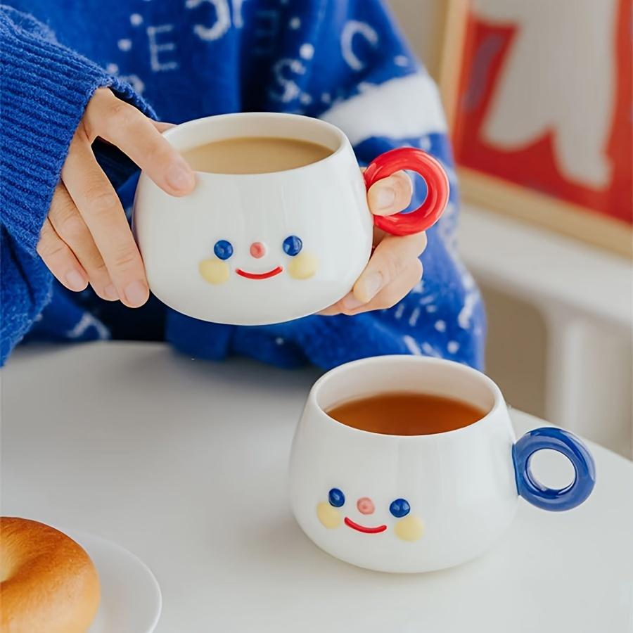 Ceramic Coffee Mug with Chubby Face Design, Microwave Safe,Machine Washable, Novelty Round Cup for Office, Afternoon Tea, Breakfast, Milk