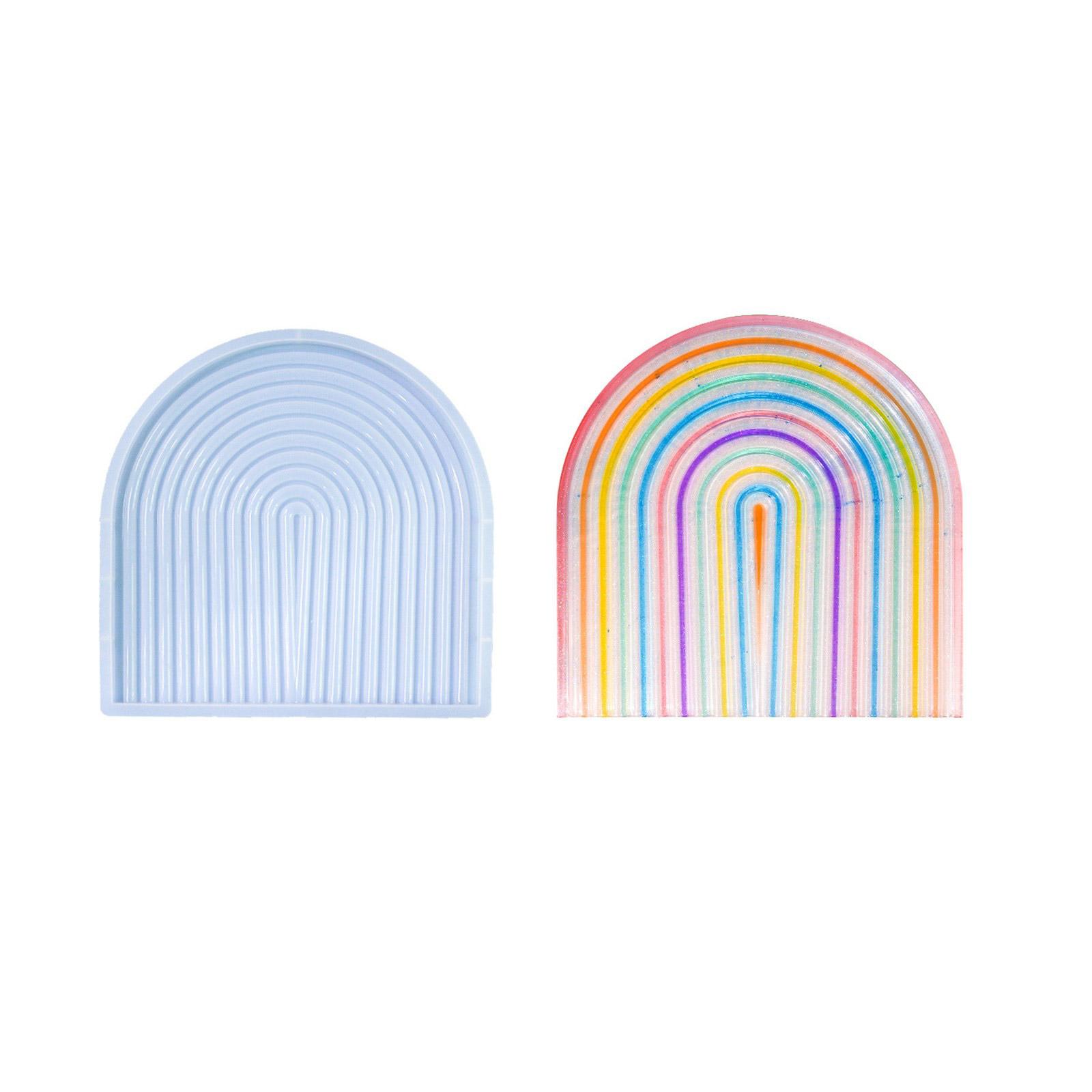 

Радужный поднос Силиконовая форма для смолы Прочная и простая в использовании Полосатый поддон Эпоксидная форма Домашний декоративный поднос для фруктов и закусок S