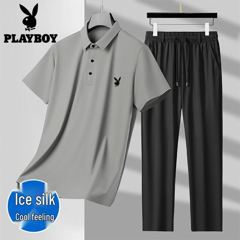 

Мужской комплект с коротким рукавом PLAYBOY из ледяного шелка M