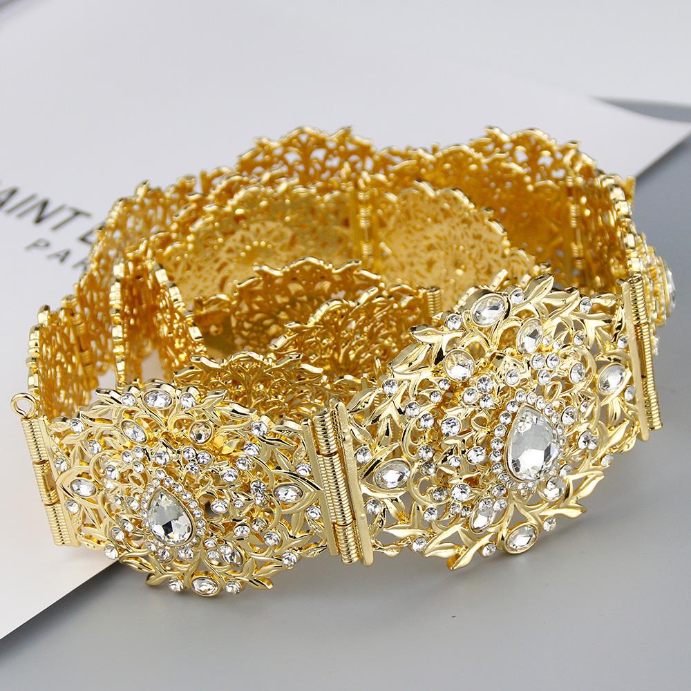 

Золотой цвет женщин пояс невесты свадебные украшения кристалл металлическая цепочка регулируемая длина белый