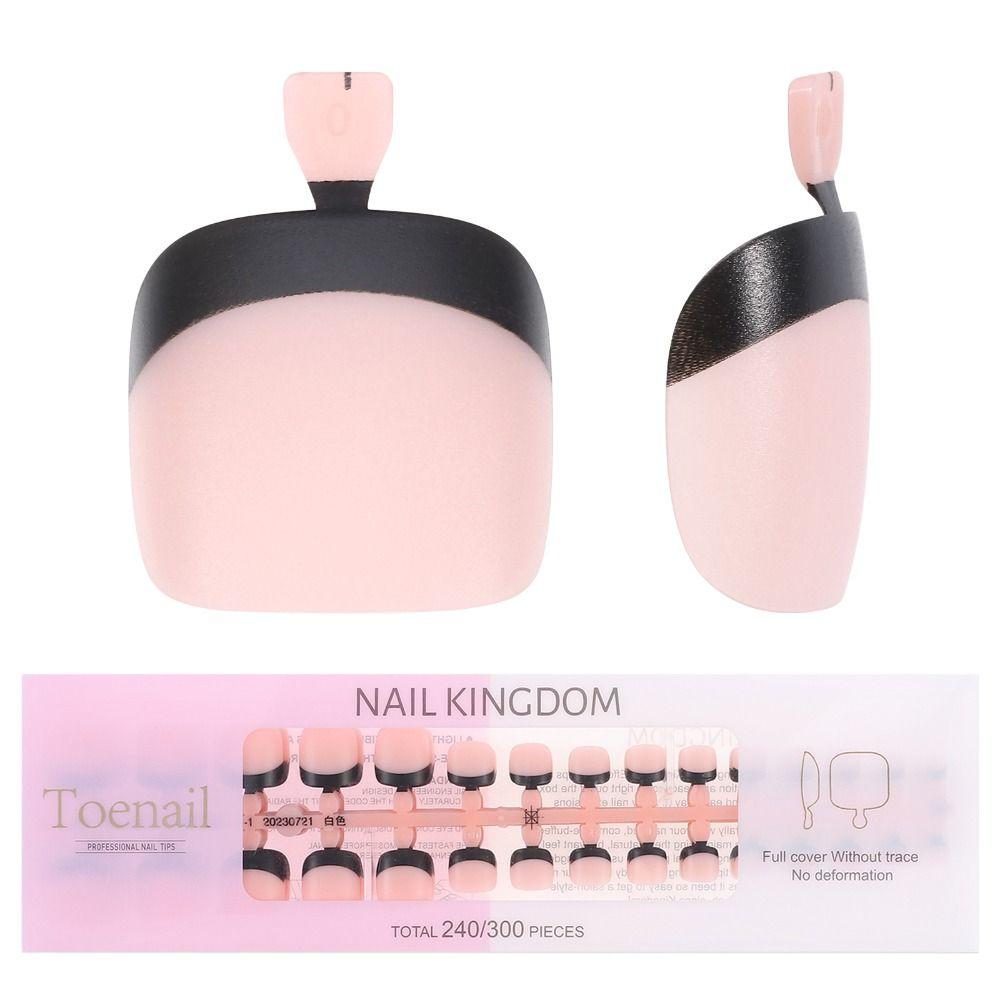 

240Pcs Matte Full Cover Fake Toe Nails Short Square Pre-Applied Primer DIY 5