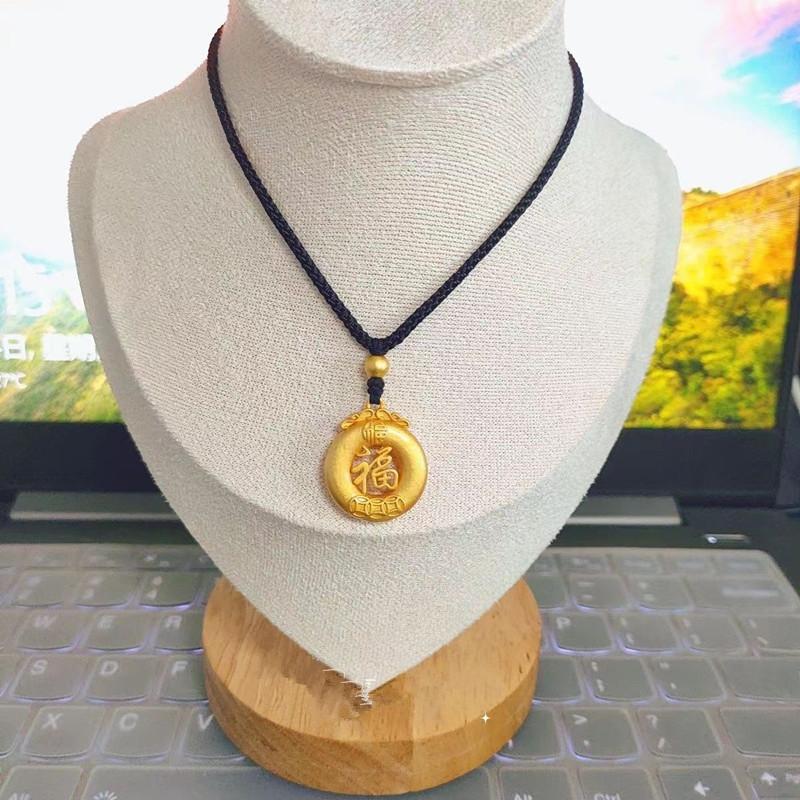 

Толстый Фу новый маленький толстый Фу подвеска на черной веревочке ожерелье иероглиф Фу слиток подруга китайский стиль