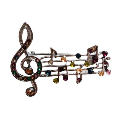 [R8523] - Multicolored 'Music' Designer Brooch - 45x35 Mm