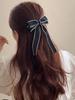 Korean Ballet Style Ribbon Bow Hair Clip with Tassels - Large Double Layer Duckbill Clip Headwear for Girls.