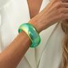 Salircon Boho 7 Colors Resin Acrylic Charms Bracelet Bangles Women Fashion Colorful Geometric Wide Chunky Party Bangle Jewelry