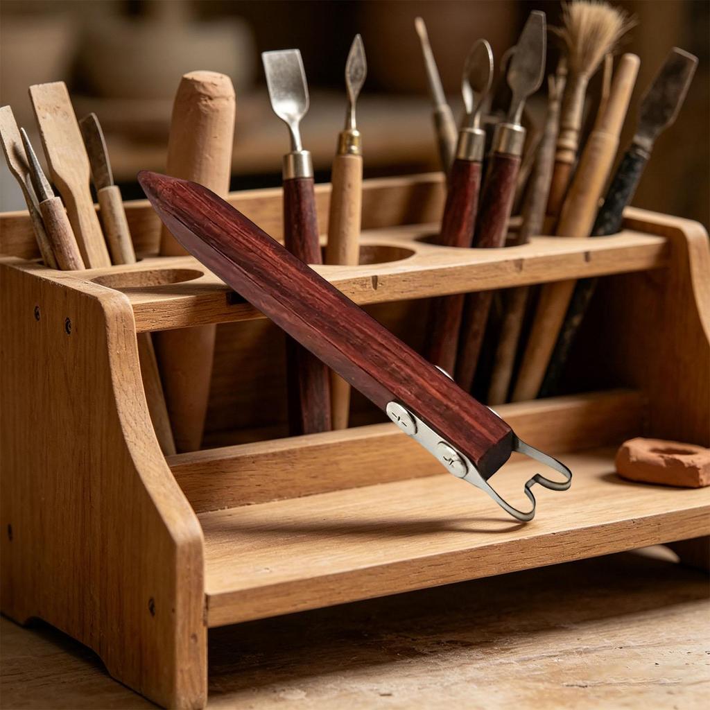 Pottery Foot Ring Tool Handmade Shapers with Wood Handle Pottery Foot And Rim Shape Tool for Centering Trim Cone Cutting Glazing