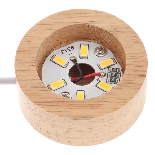 TOYMYTOY 5-Piece Set of LED Light Bases, Wooden Display Bases for Crystal Balls, USB Rechargeable, Ambient Lighting, Desk Lighting, for Object Display