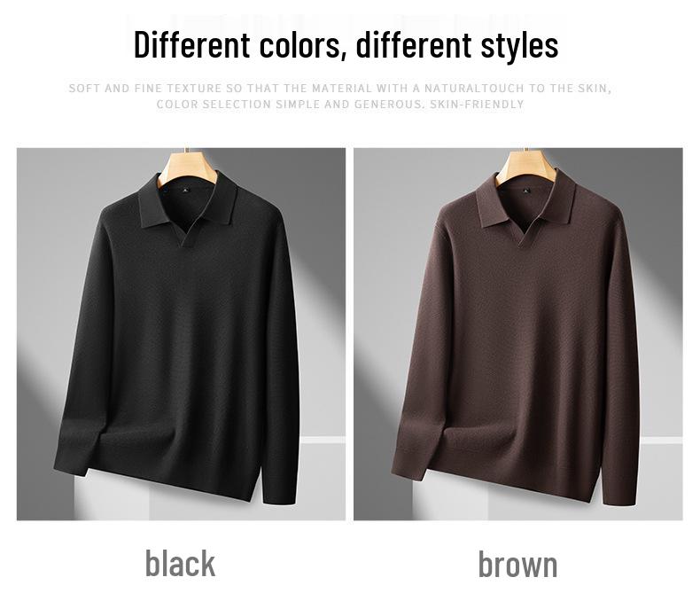 Fat Little Brother Men's Plus Size Lapel Sweater - Trendy Base Layer for Autumn/Winter 2025.