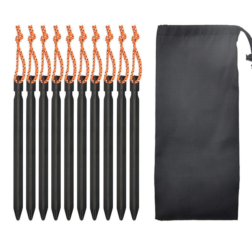 10 Pièces Piquets de Tente de Camping Robustes en Alliage d'Aluminium avec Corde à Vent Ancrages de Sol Extérieurs Clous pour Piquets de Tente