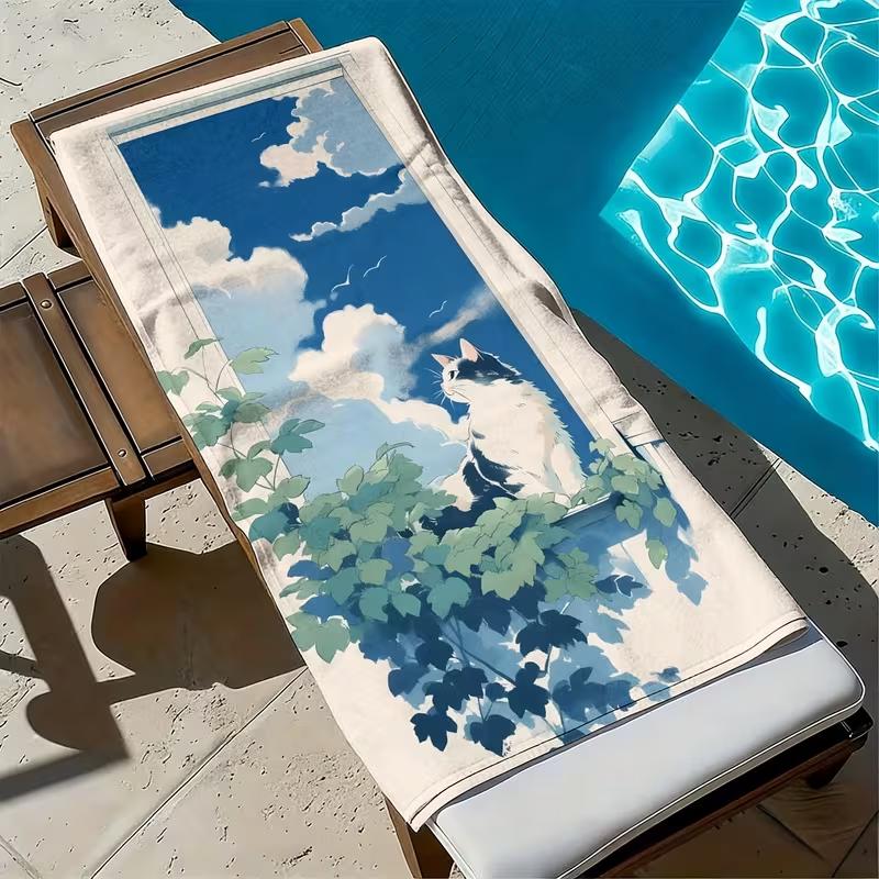 Serviette de plage imprimé chien mignon « J'aime mon chien » Serviette chiot dessin animé Serviette douce absorbante à séchage rapide pour les amoureux des chiens