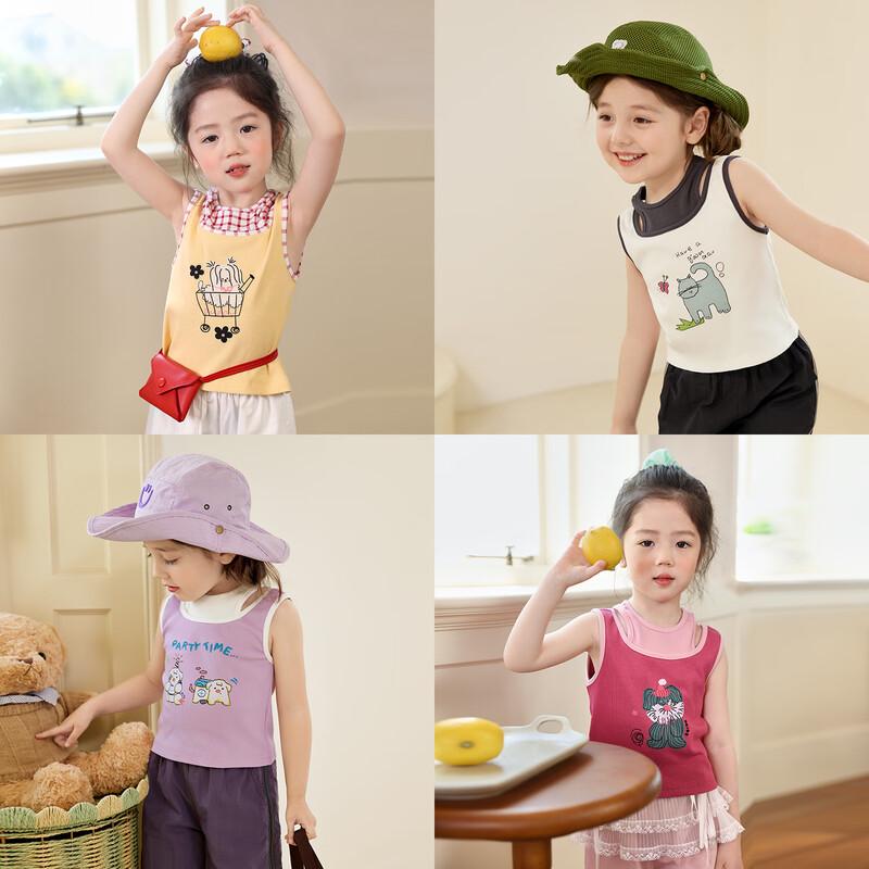 LUSON Little O Baby Girls' Fake Two-Piece Sleeveless Vest Top