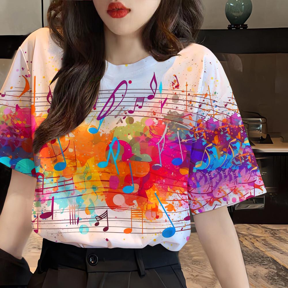 Women's Rainbow Pattern T-shirt Printed T-shirt Graffiti Casual T-shirt