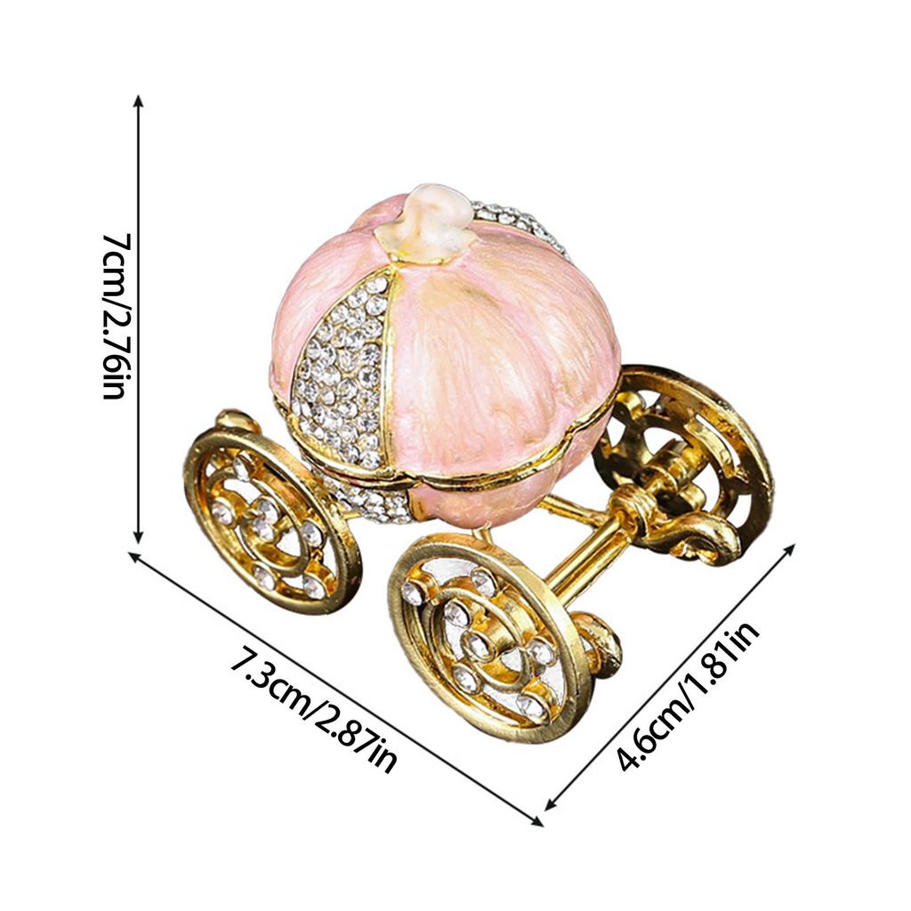 Premium Handcrafted Crystal Embellished Pumpkin Coaches Jewelry Holder Compact Design Secure Storage Solution