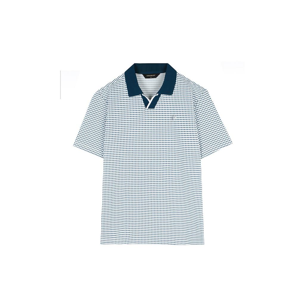 GREENJOY Men'S Dot Pattern Open-Mite Polo Shirt