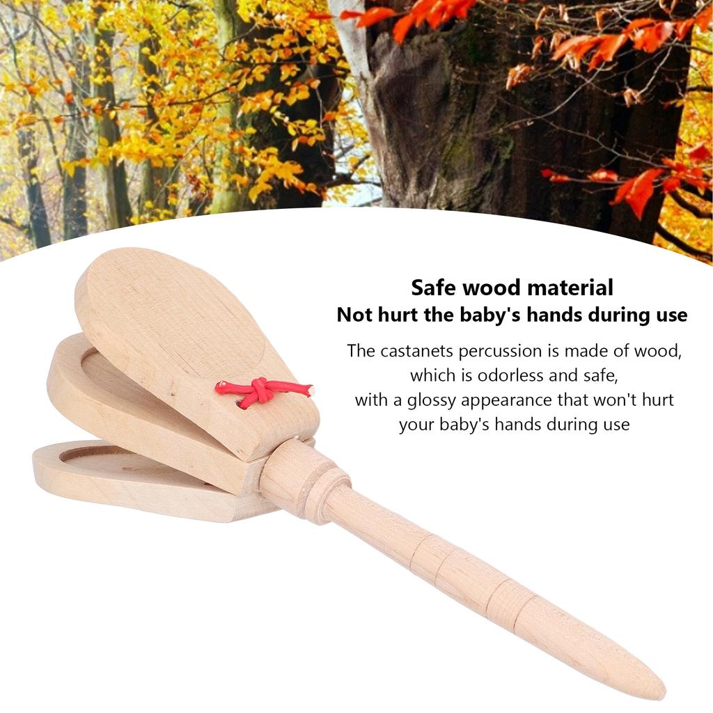 Castanets Safe Wood Material Soft Sound Portable Developing Musical Sense Educational Hand Castanets Toys for Kids