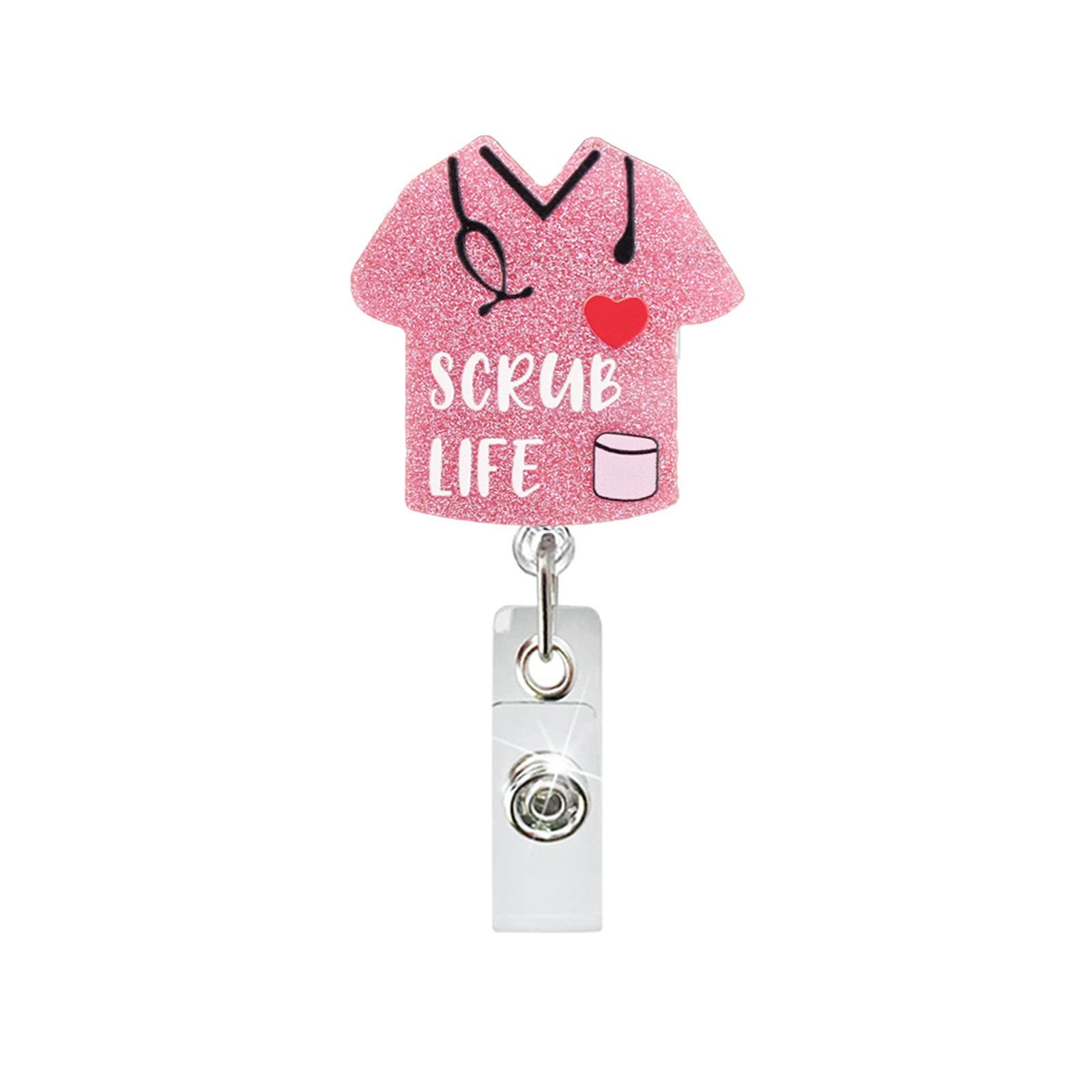 Nurse Id Holder Glittery Acrylic Badge Reel Iv Bag Badge Holder Charming Retractable Badge Holder For Doctors Nurses Offices