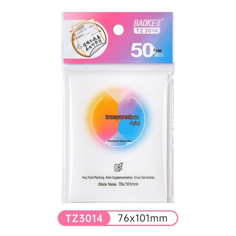 Transparent Pearlescent Sticky Notes: Waterproof, Tearable Memo Paper for Students, High-Value, Ins Style, Quick-Drying.
