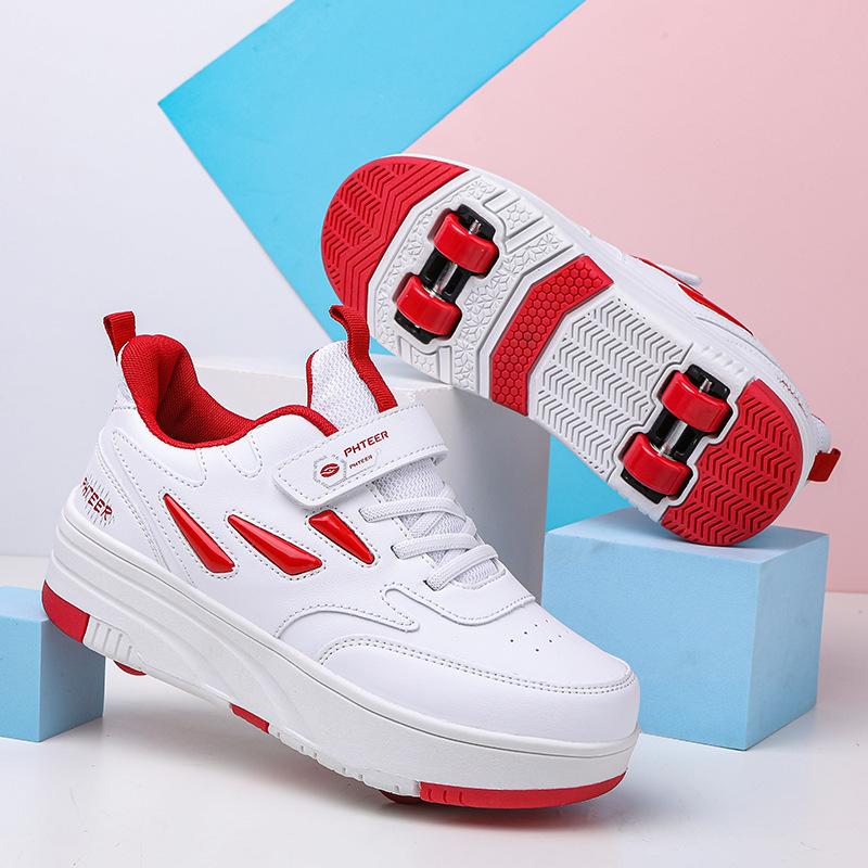 Zapatos de cambio de forma para niños, zapatos de cuatro ruedas para correr, patines de ruedas de doble propósito para niños y niñas, patines de ruedas de doble fila para adultos