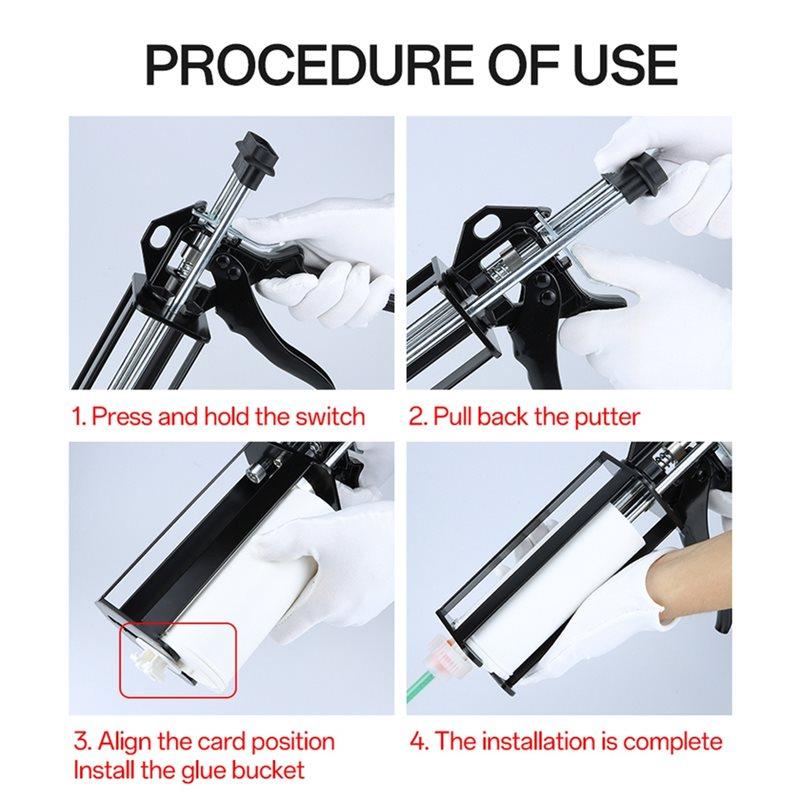 B-Est Epoxy Gun Dual Cartridge Applicator 250 Ml Manual 10:1 Mix Ratio For Plastic Repair Epoxy And Adhesives