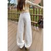 Women's Autumn 2025 White Retro Low-Waist Loose Straight-Leg Floor-Length Jeans