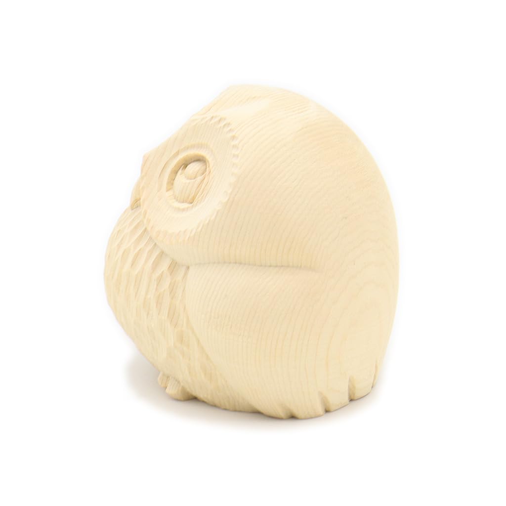 Kurita's Special Buddhist Statue [Night Watchman] Owl (Total height 6cm, width 7cm, depth 6cm) High-quality wood carving made from cypress wood 18244