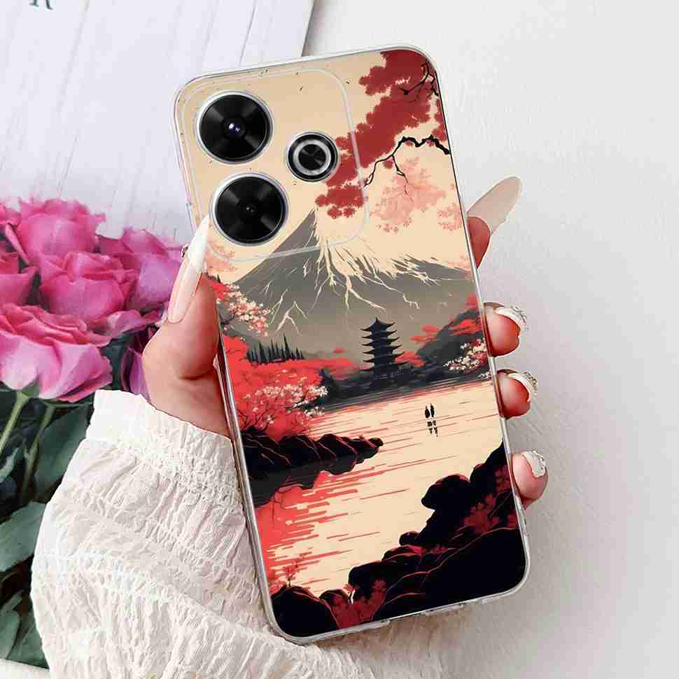 For Xiaomi Redmi 13 4G Case Fashion Girl Flower Silicone Soft TPU Shockproof Cover Coque For Redmi13 redemi13 Bumper Phone Case