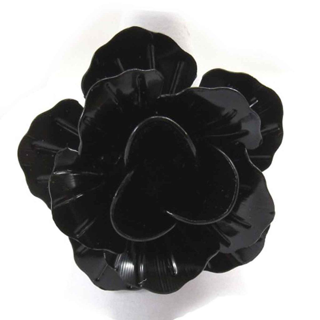 Les Trésors De Lily [J8051] - Inel negru de designer „Flora”.