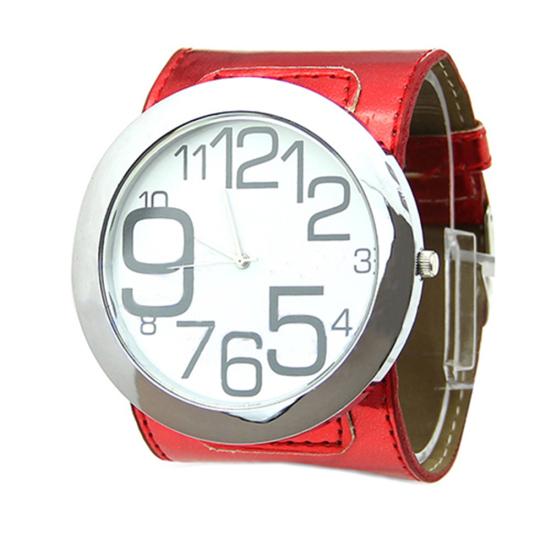 

Чоловічі жіночі розкішні спортивні аналогові кварцові годинники зі штучної шкіри з великим маркером червоний