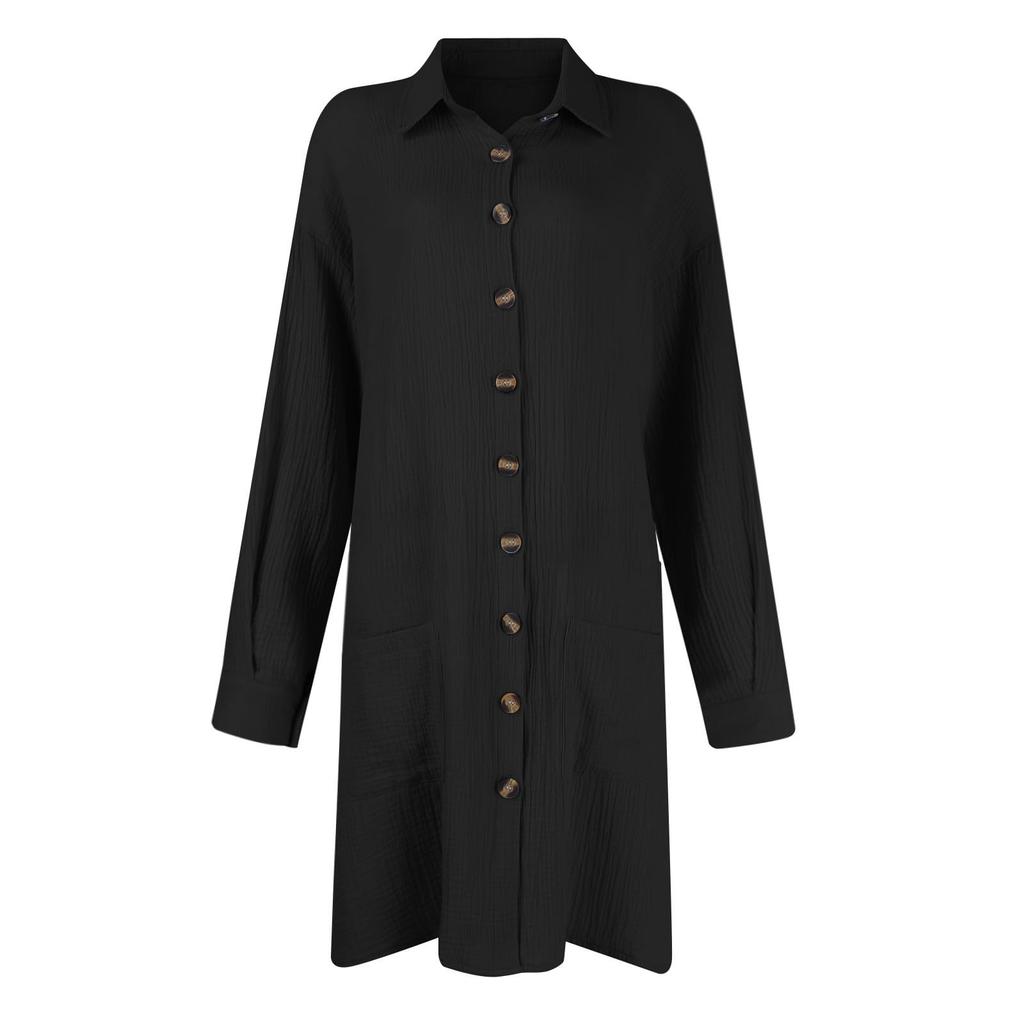 13/5000 Women's Fashionable V-neck Loose Long-sleeved Dress