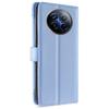 Realme 12 Flip Case, Wallet Zipper Pocket, Blue