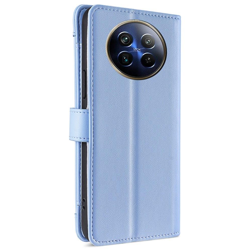Realme 12 Flip Case, Wallet Zipper Pocket, Blue