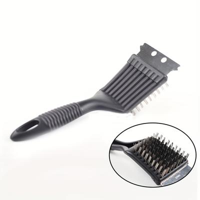 1pc Rusty Steel Wire Baking Brush with Scraper – Barbecue Oven Cleaning Brush, Grill Rack Cleaning Brush, Stain Cleaning Scraper Brush