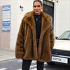 Giacche di Pelliccia Sintetica di Media Lunghezza da Donna Collo a Revers Invernali Calde Ampie Cappotti Giacca Morbida Pelosa da Donna Cardigan a Maniche Lunghe Soffice Aperto Davanti Capospalla
